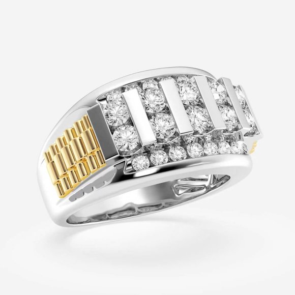 3 Ctw Round Lab Grown Diamond Men's Floating Bar Wedding Band - Picture 4 of 6